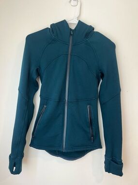 Lululemon Fleece Fury Teal Full-Zip Hooded Jacket with Thumbhole Cuffs